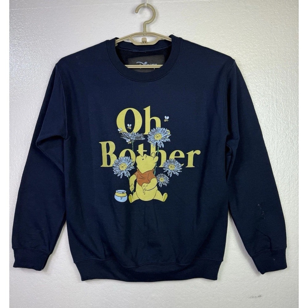 Disney Winnie The Pooh Sweatshirt Women's‎ Sz SM Navy Blue Heavy Cotton Graphic